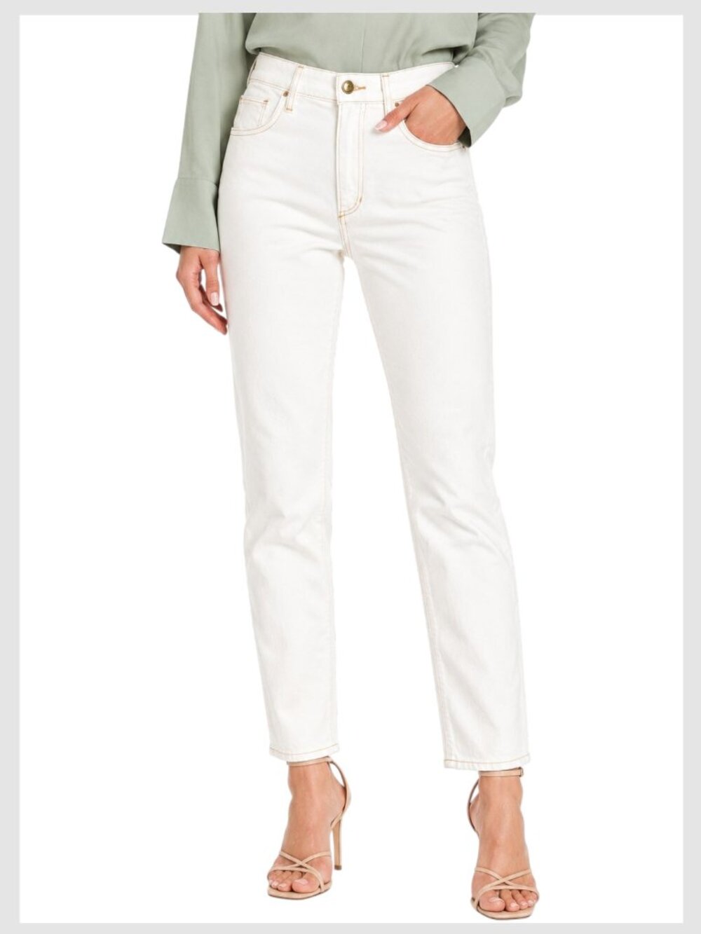 Favorite Daughter The Erin Jeans White Cream High Rise Slim Straight Size 28 S